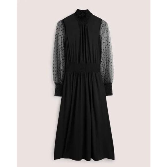 Boden Tulle Sleeve Midi Party Dress Black Size 12 - Picture 2 of 14